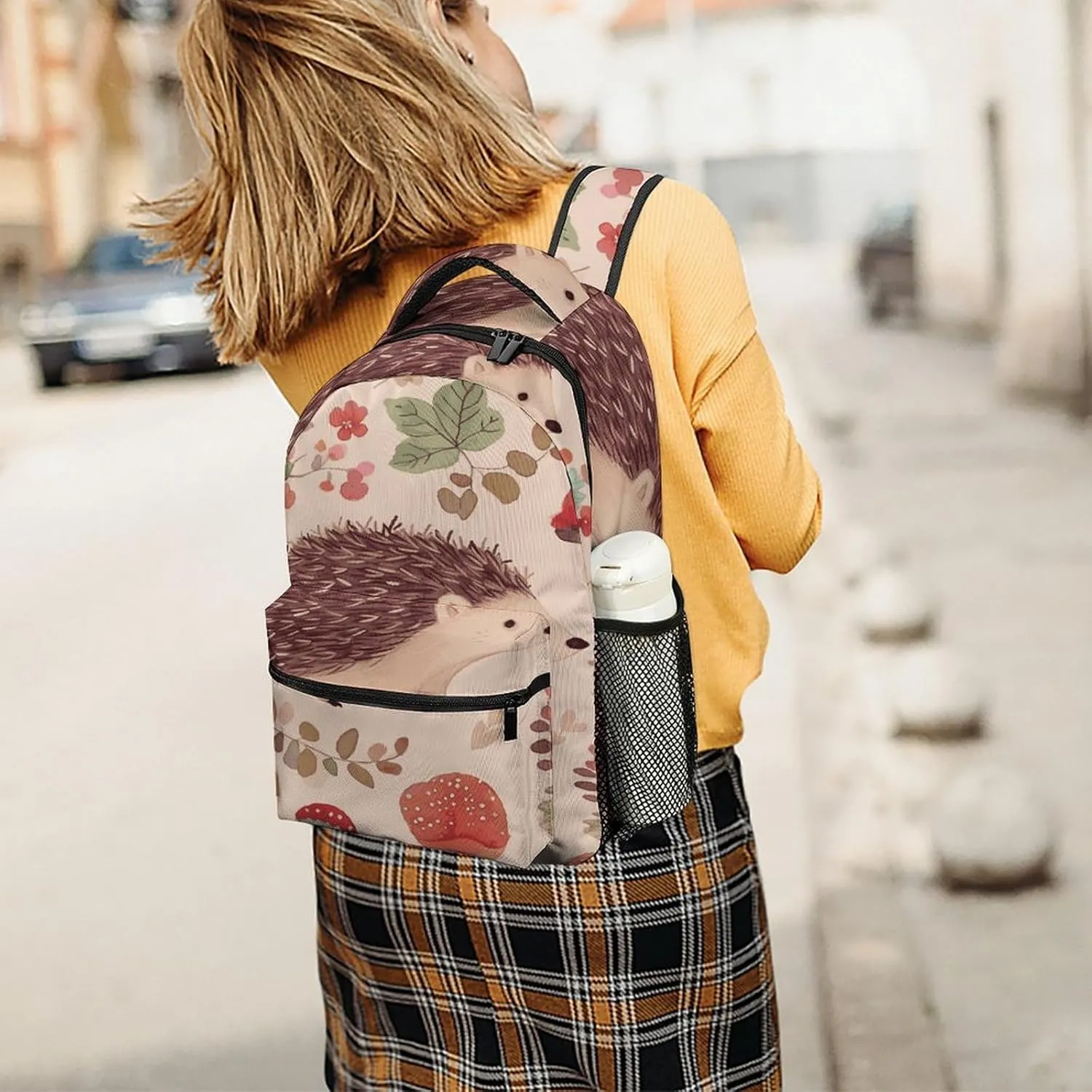Small Backpacks Personalized Lovely Hedgehog Printing Travel Bag Lightweight Travel Backpack For Women Men