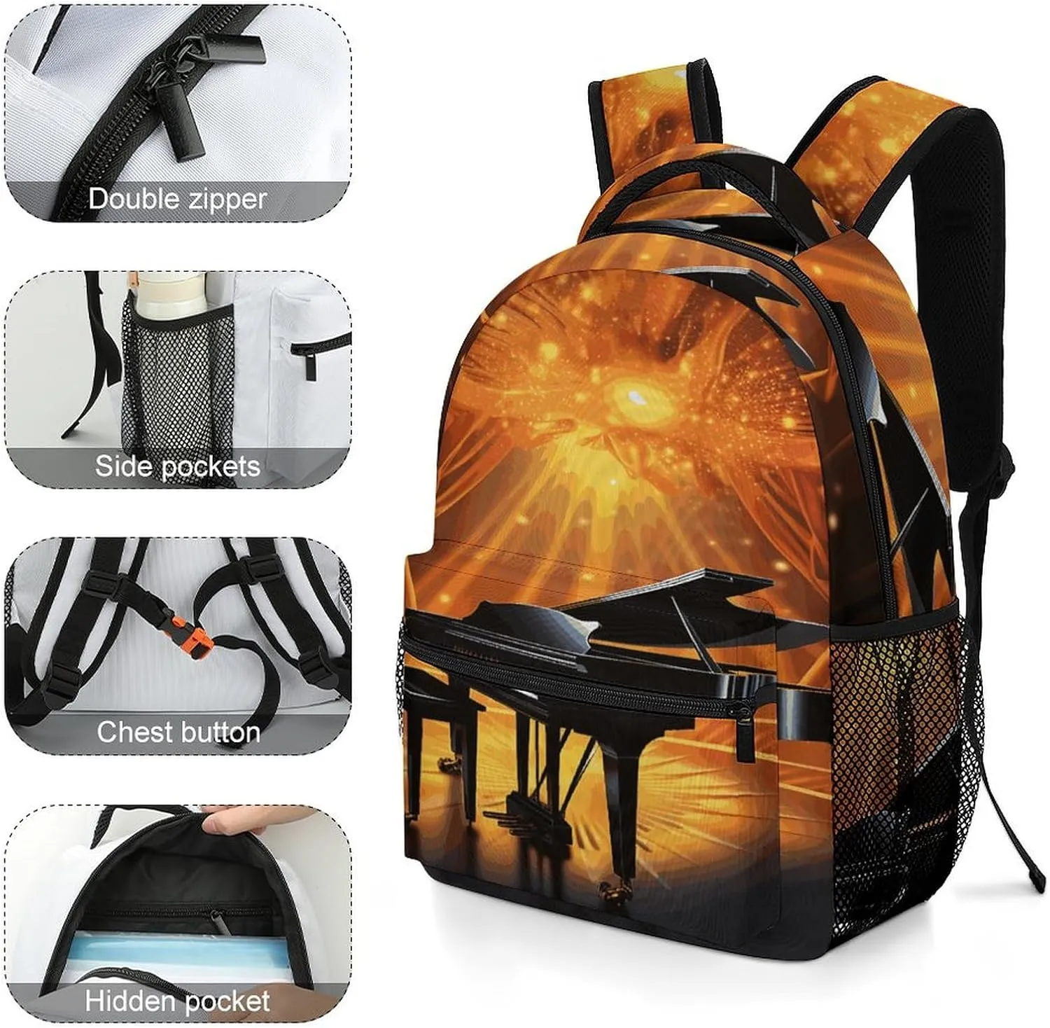 Small Backpacks Personalized Musical Theatre Printing Travel Bag Lightweight Travel Backpack For Women Men