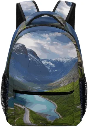 Small Backpacks Personalized Norwegian Fjords Printing Travel Bag Lightweight Travel Backpack For Women Men