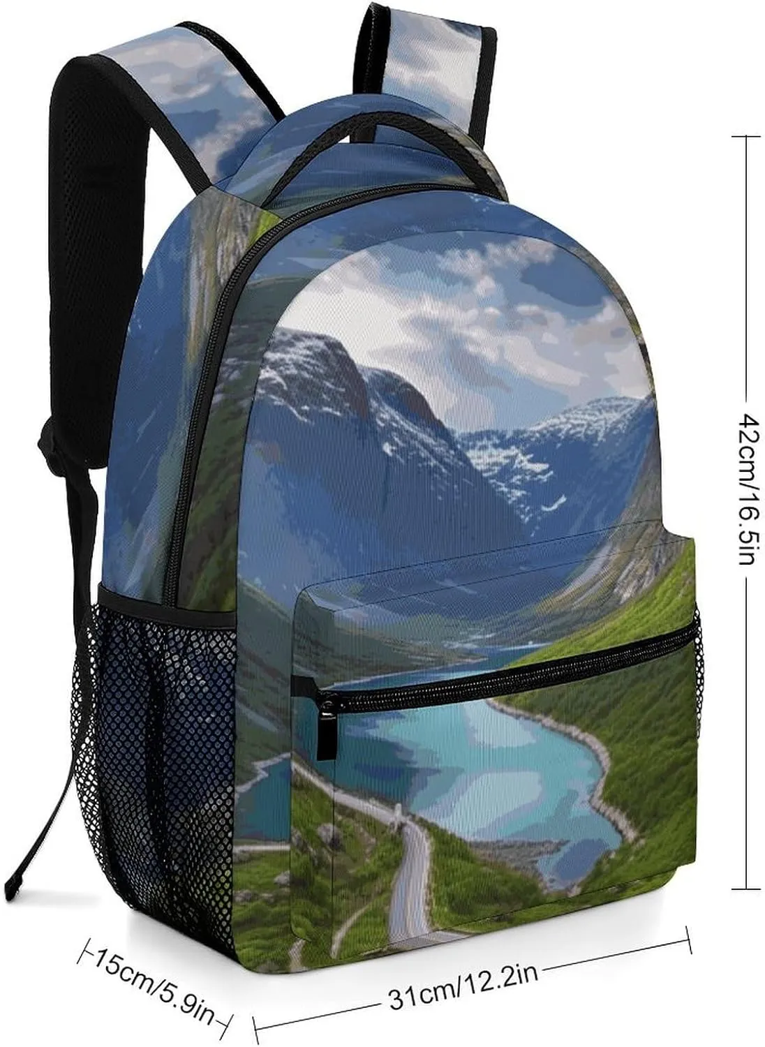 Small Backpacks Personalized Norwegian Fjords Printing Travel Bag Lightweight Travel Backpack For Women Men