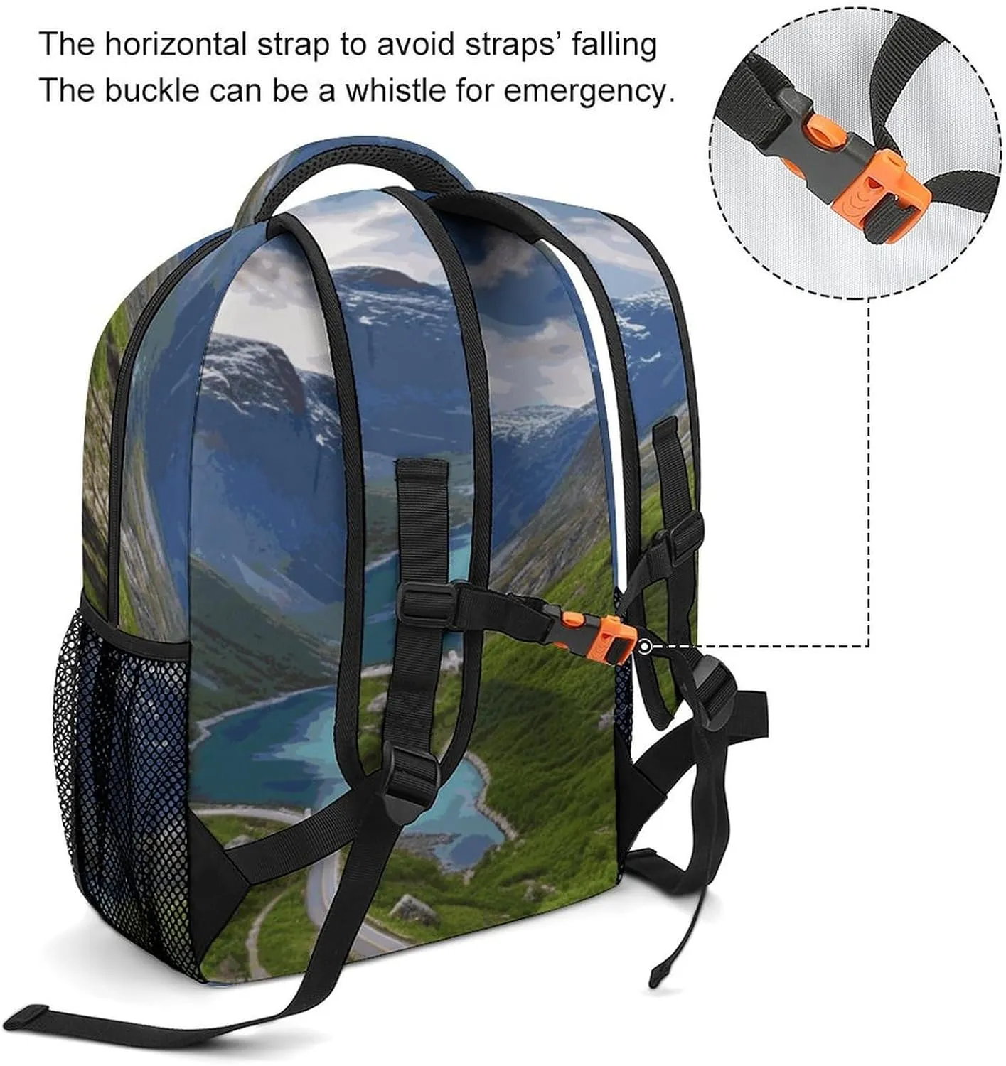 Small Backpacks Personalized Norwegian Fjords Printing Travel Bag Lightweight Travel Backpack For Women Men