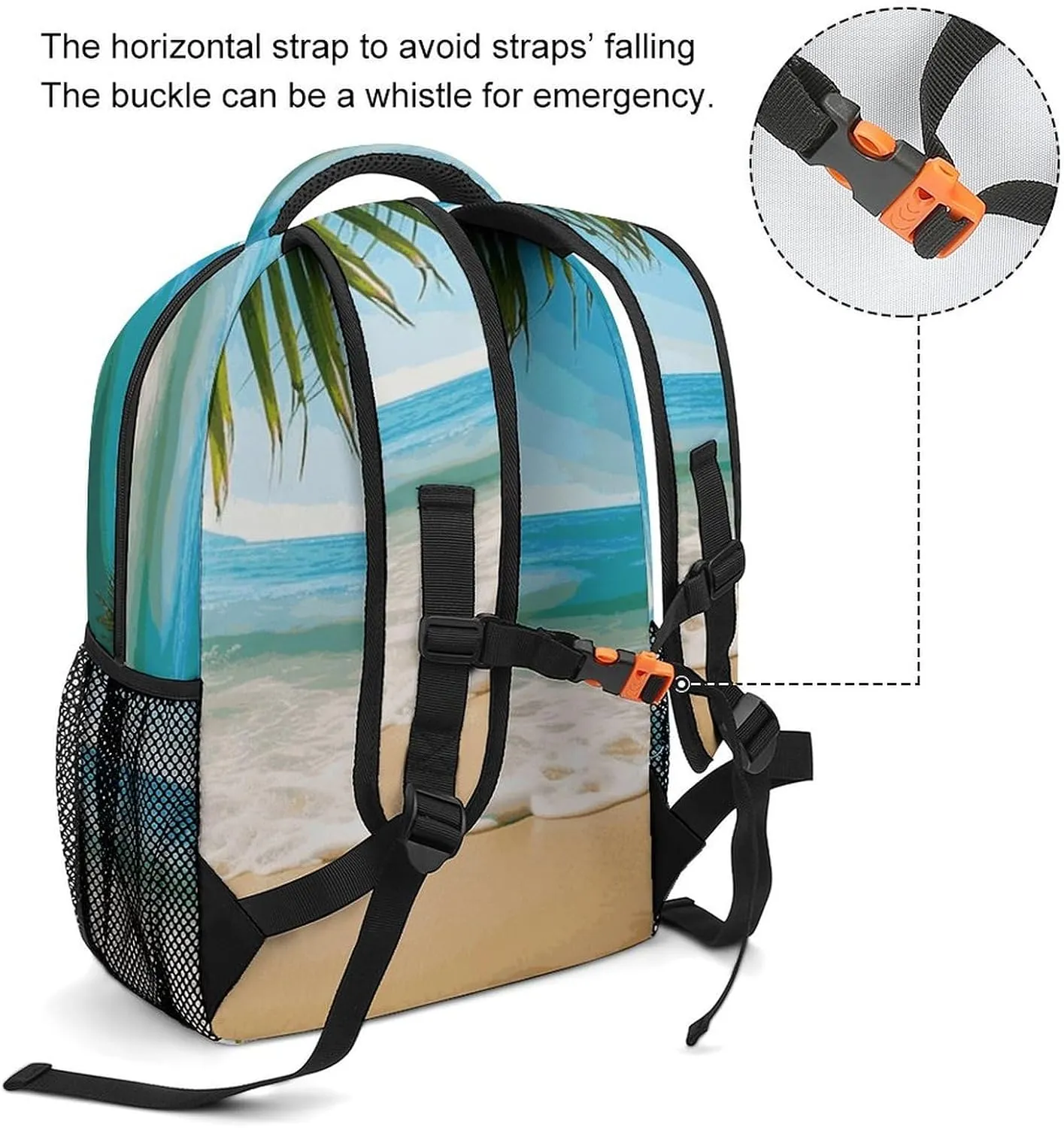 Small Backpacks Personalized Ocean Sea Beach Leaves Printing Travel Bag Lightweight Travel Backpack For Women Men