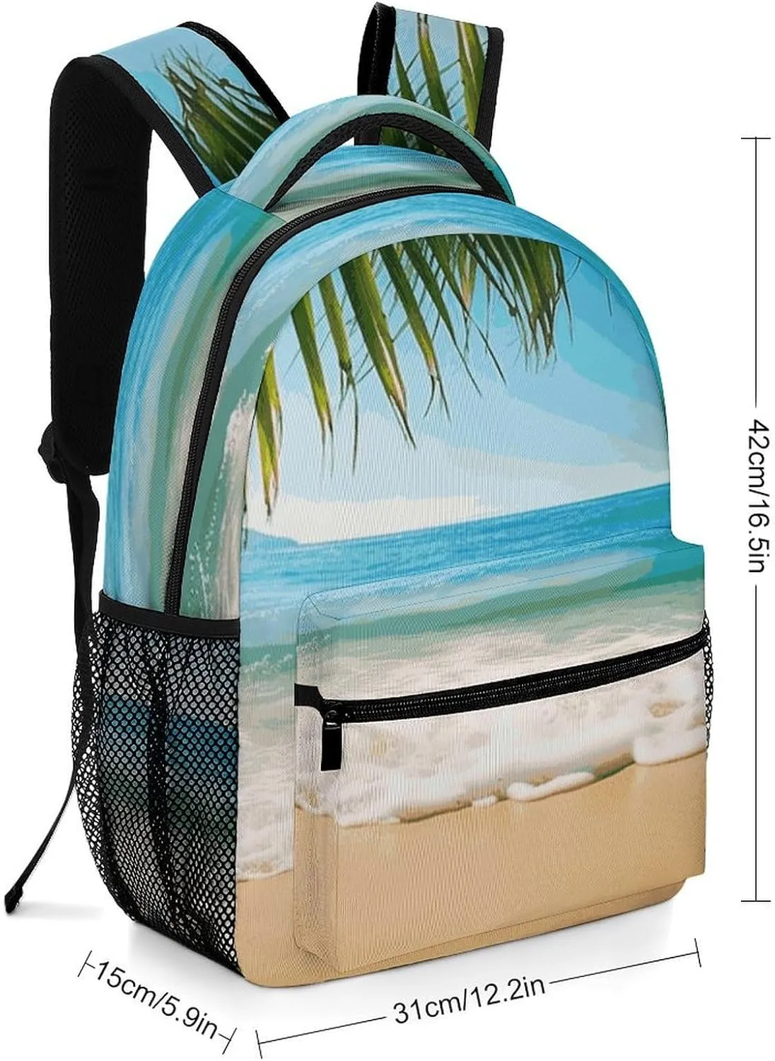 Small Backpacks Personalized Ocean Sea Beach Leaves Printing Travel Bag Lightweight Travel Backpack For Women Men