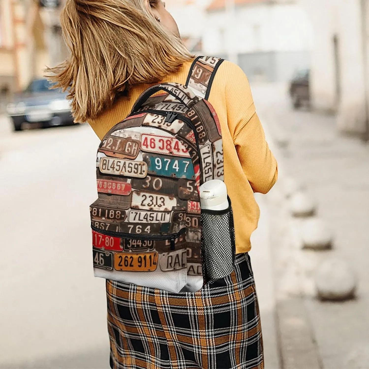 Small Backpacks Personalized Old License Plate Printing Travel Bag Lightweight Travel Backpack For Women Men