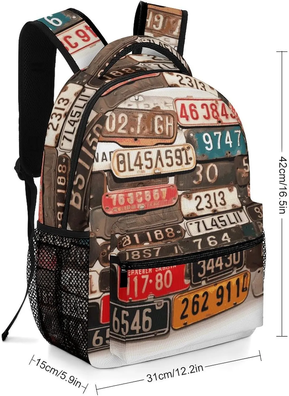 Small Backpacks Personalized Old License Plate Printing Travel Bag Lightweight Travel Backpack For Women Men