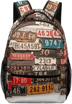 Small Backpacks Personalized Old License Plate Printing Travel Bag Lightweight Travel Backpack For Women Men