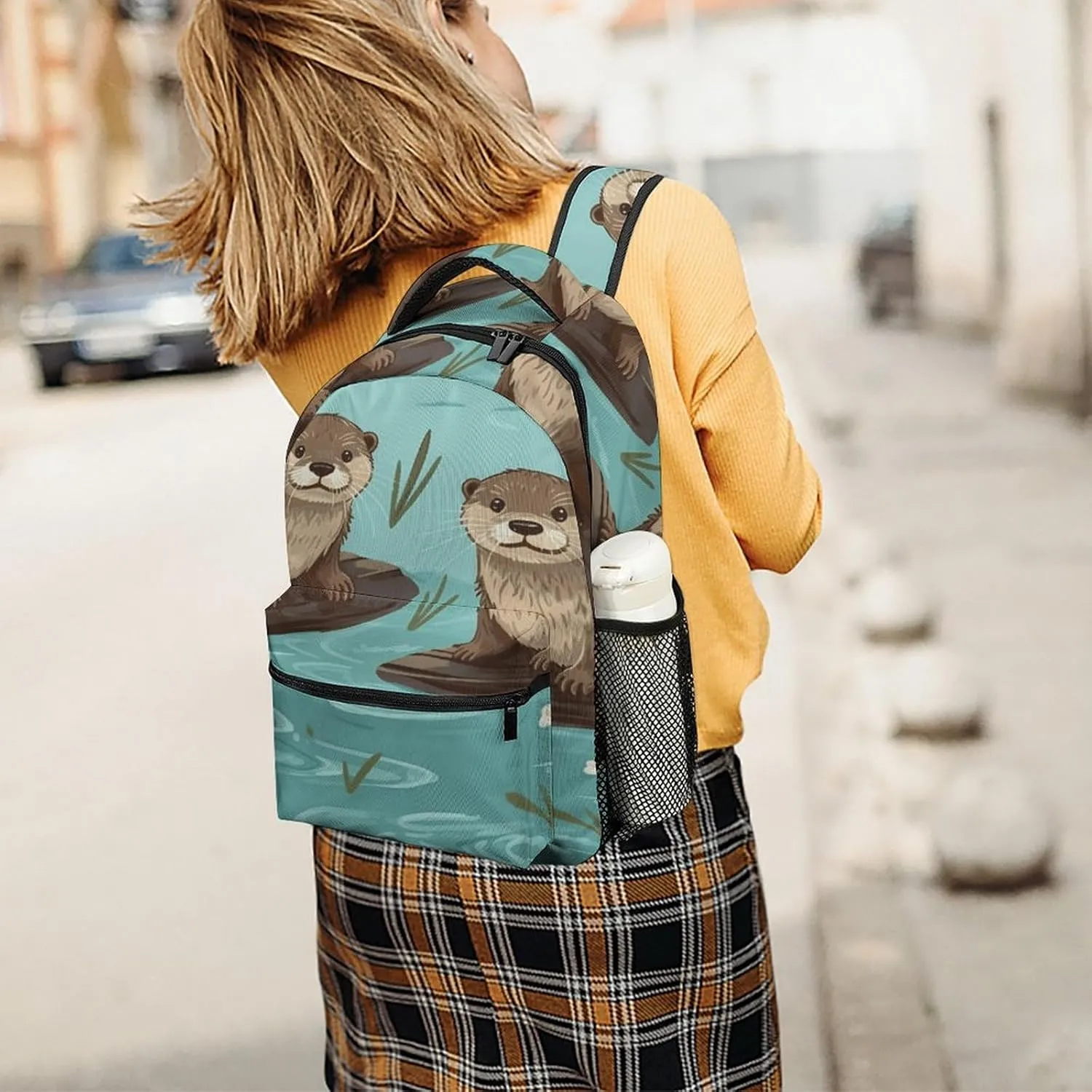 Small Backpacks Personalized Otters Printing Travel Bag Lightweight Travel Backpack For Women Men