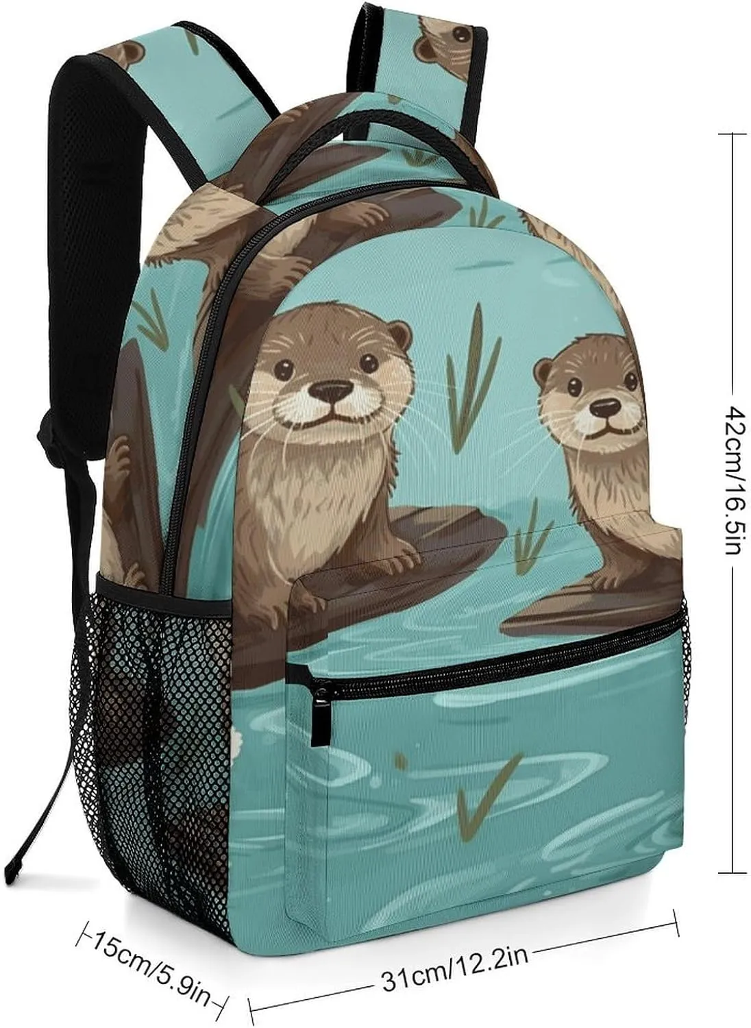Small Backpacks Personalized Otters Printing Travel Bag Lightweight Travel Backpack For Women Men