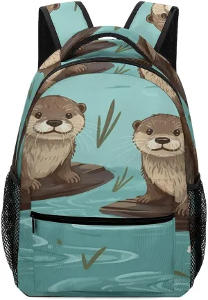 Small Backpacks Personalized Otters Printing Travel Bag Lightweight Travel Backpack For Women Men