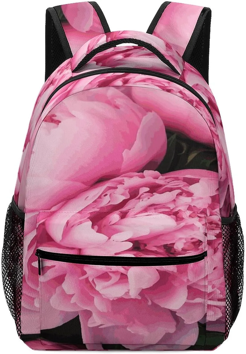 Small Backpacks Personalized Pink Peony Printing Travel Bag Lightweight Travel Backpack For Women Men