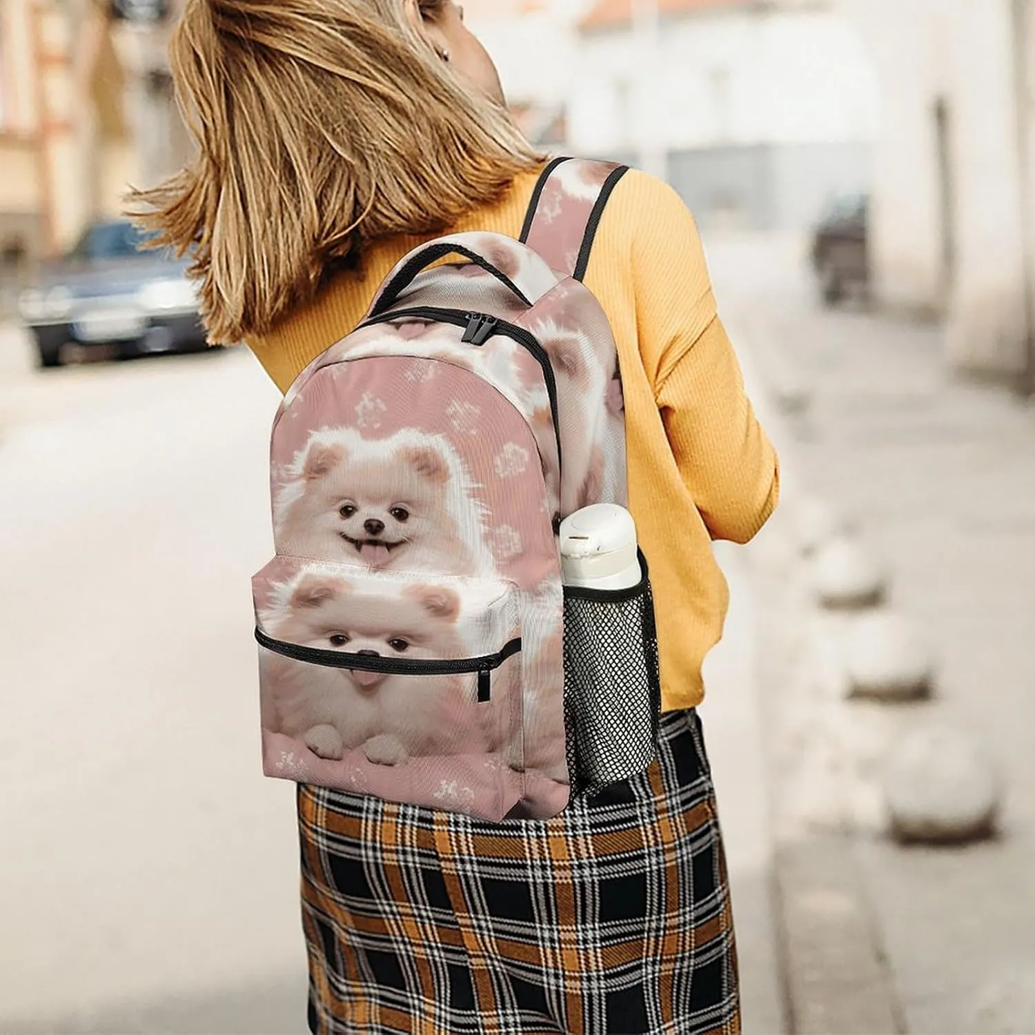 Small Backpacks Personalized Pomeranians Puppies Printing Travel Bag Lightweight Travel Backpack For Women Men