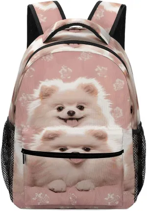 Small Backpacks Personalized Pomeranians Puppies Printing Travel Bag Lightweight Travel Backpack For Women Men