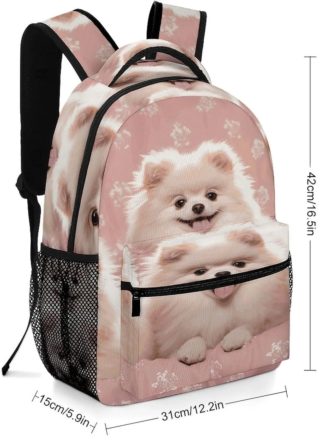 Small Backpacks Personalized Pomeranians Puppies Printing Travel Bag Lightweight Travel Backpack For Women Men