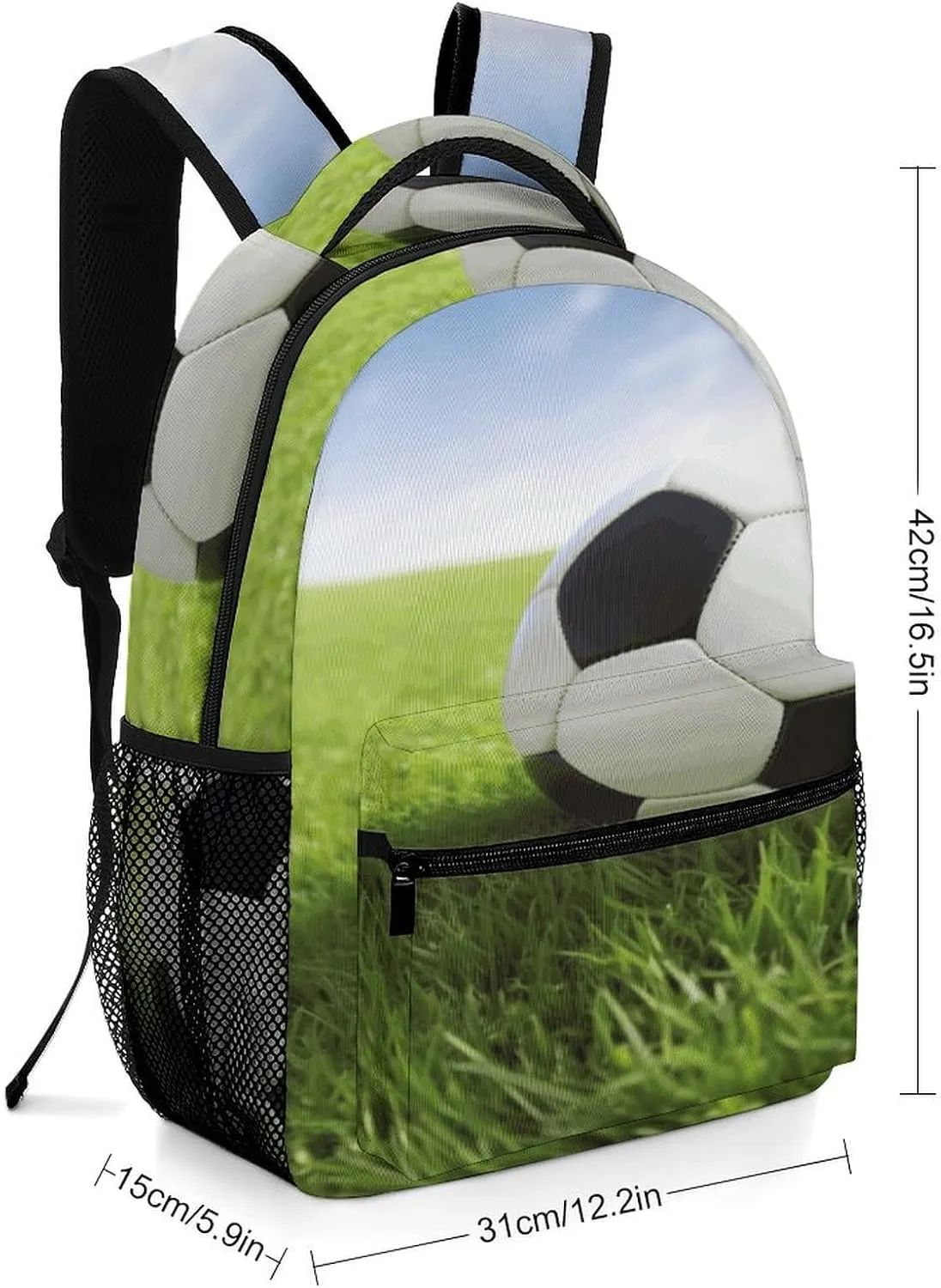 Small Backpacks Personalized Soccer Ball On Grassy Printing Travel Bag Lightweight Travel Backpack For Women Men