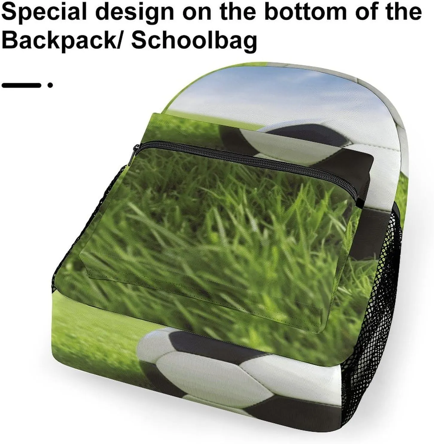 Small Backpacks Personalized Soccer Ball On Grassy Printing Travel Bag Lightweight Travel Backpack For Women Men