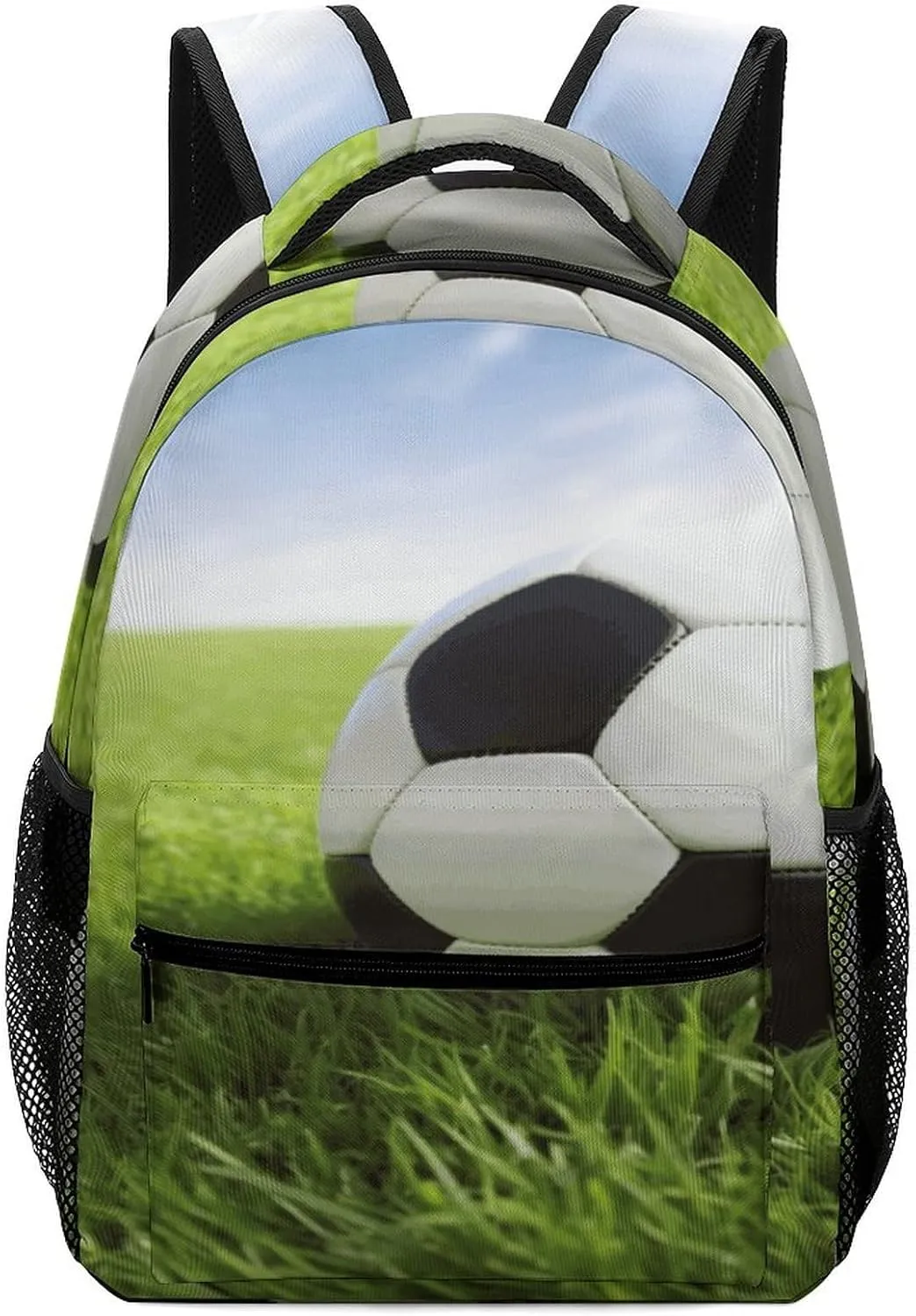 Small Backpacks Personalized Soccer Ball On Grassy Printing Travel Bag Lightweight Travel Backpack For Women Men