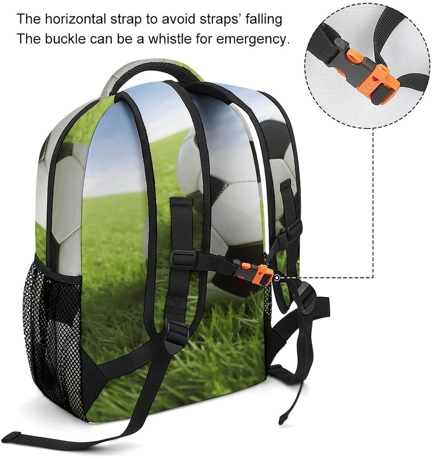 Small Backpacks Personalized Soccer Ball On Grassy Printing Travel Bag Lightweight Travel Backpack For Women Men