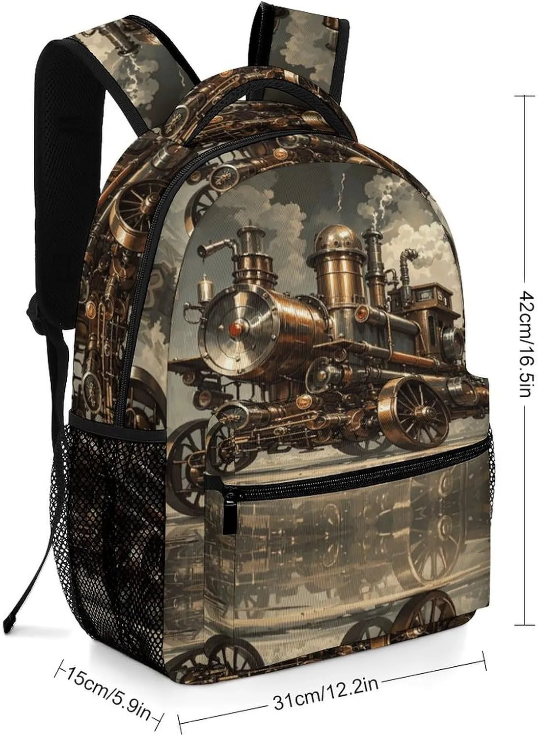 Small Backpacks Personalized Steampunk Style Printing Travel Bag Lightweight Travel Backpack For Women Men