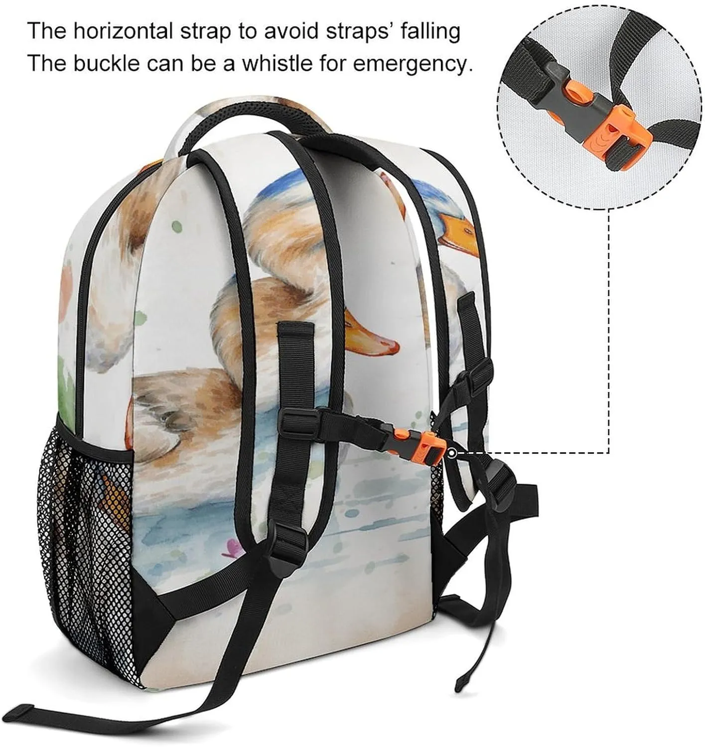 Small Backpacks Personalized Watercolor Duck Printing Travel Bag Lightweight Travel Backpack For Women Men