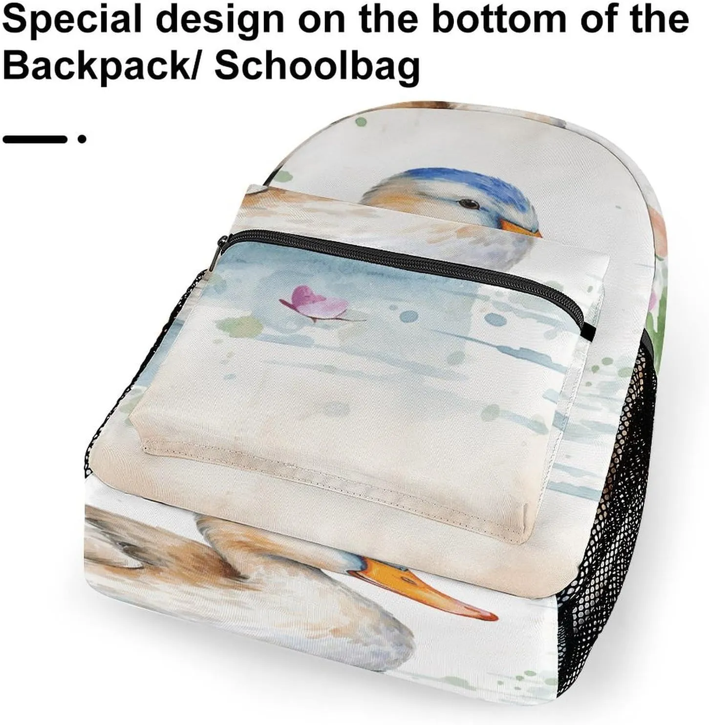 Small Backpacks Personalized Watercolor Duck Printing Travel Bag Lightweight Travel Backpack For Women Men