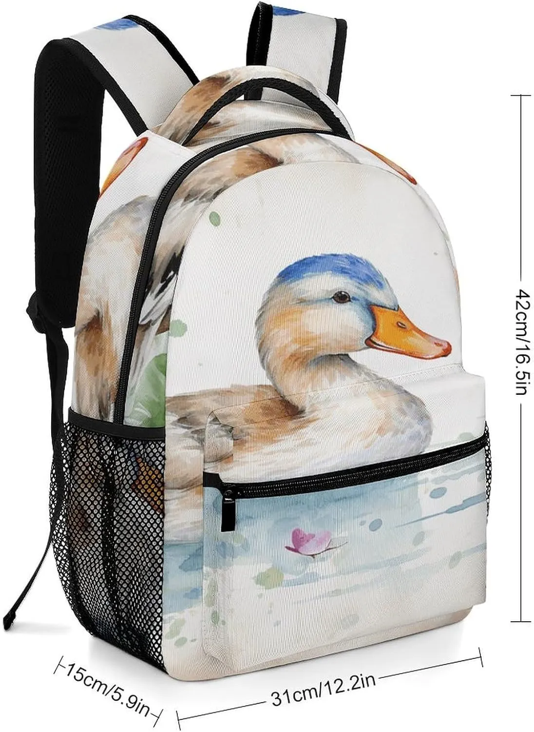 Small Backpacks Personalized Watercolor Duck Printing Travel Bag Lightweight Travel Backpack For Women Men
