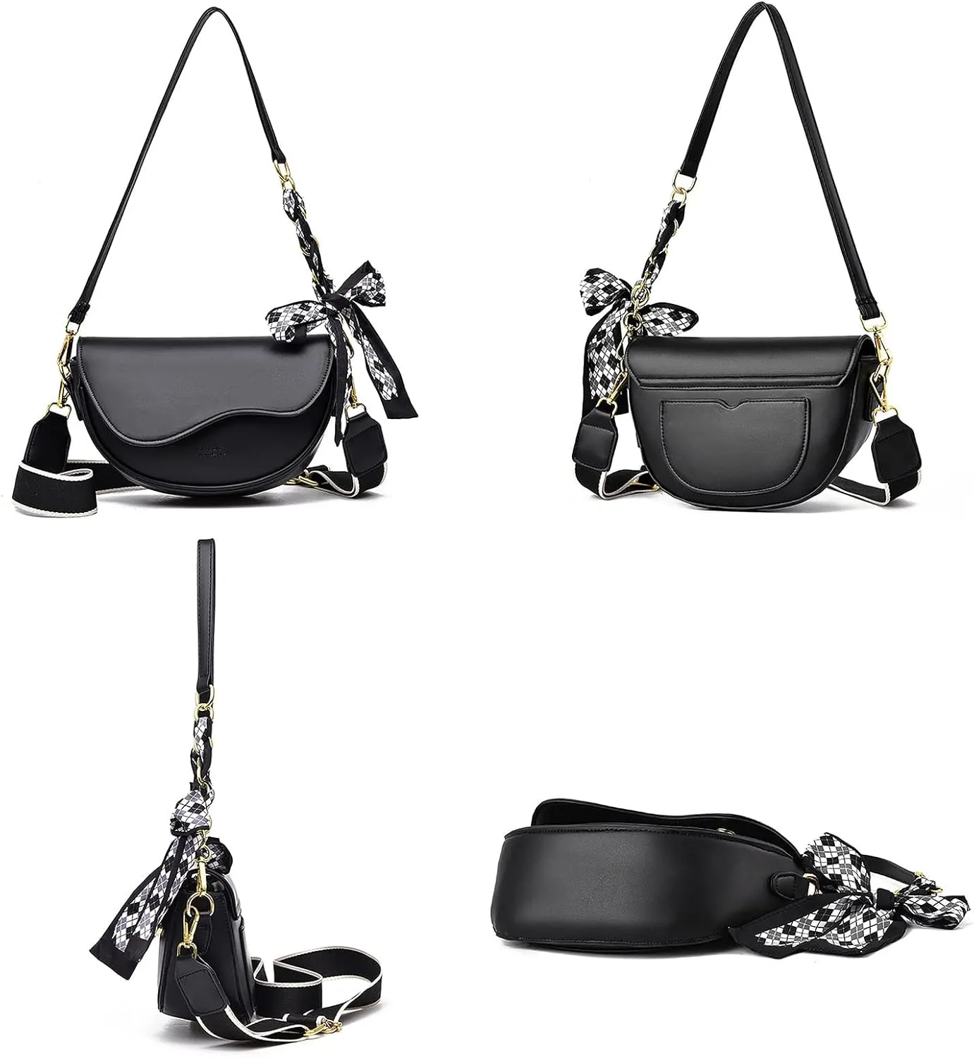 Small Crossbody Handbags For Women Multipurpose Soft Shoulder Bag Lightweight Retro Tote Bag Shoulder (Black, One Size)