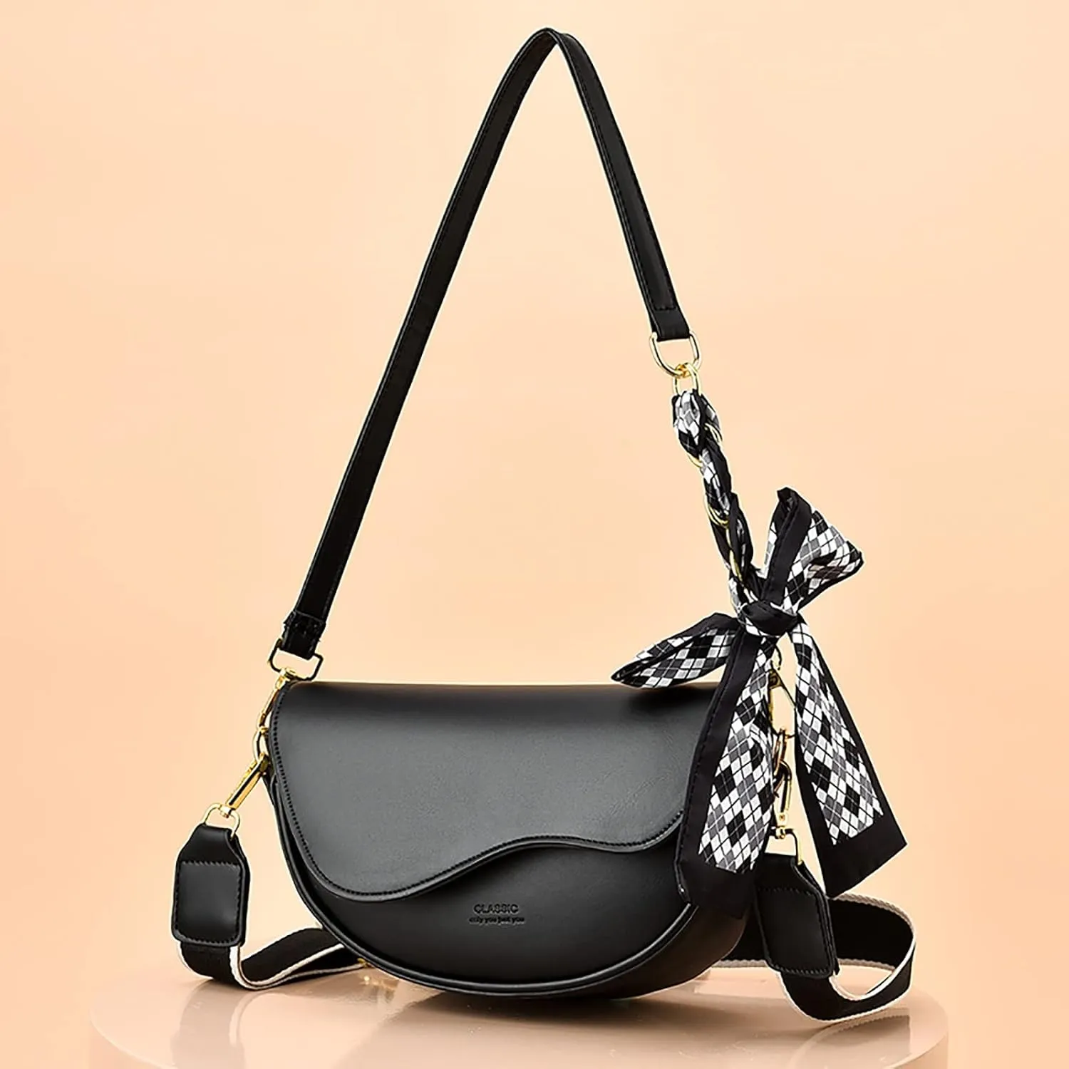 Small Crossbody Handbags For Women Multipurpose Soft Shoulder Bag Lightweight Retro Tote Bag Shoulder (Black, One Size)