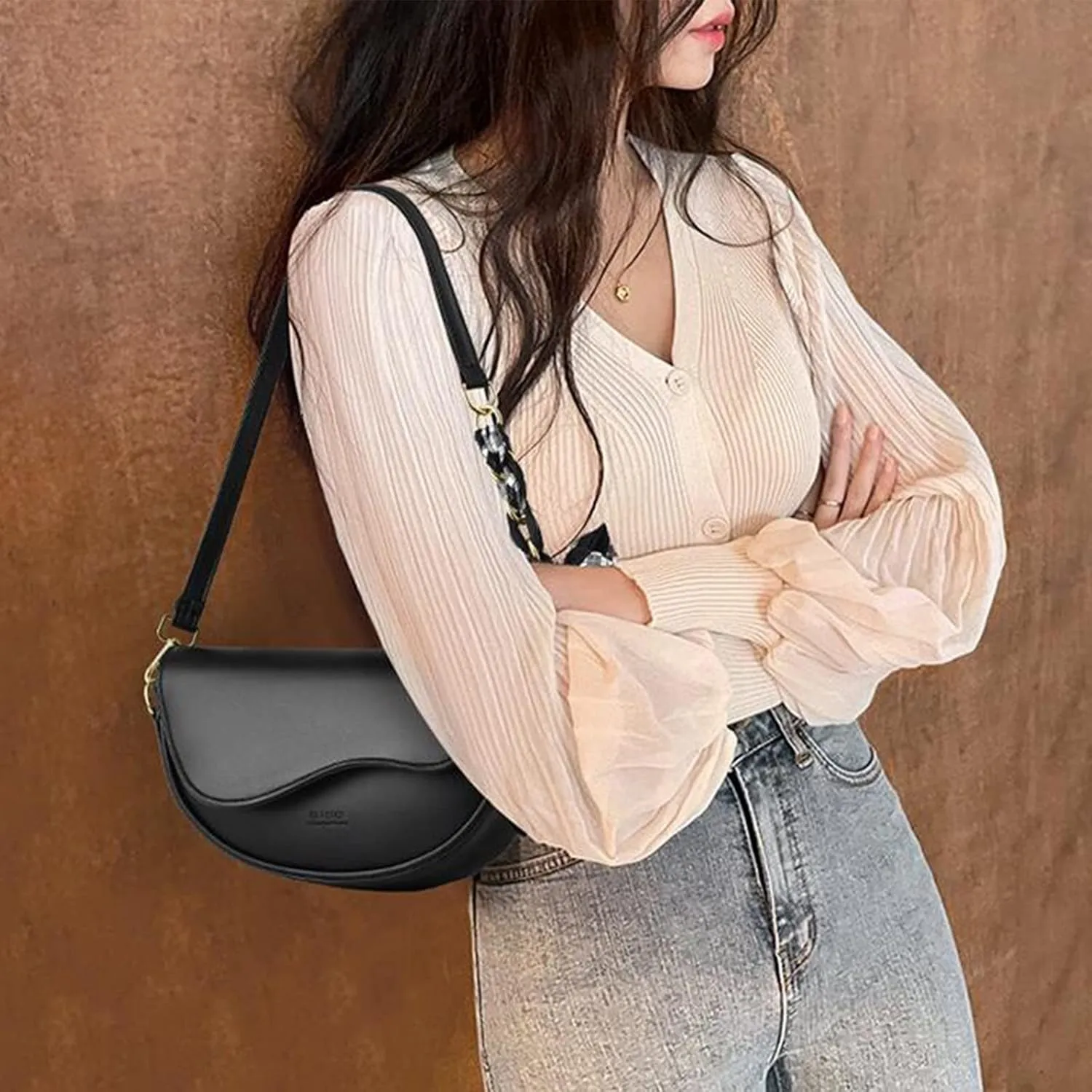 Small Crossbody Handbags For Women Multipurpose Soft Shoulder Bag Lightweight Retro Tote Bag Shoulder (Black, One Size)