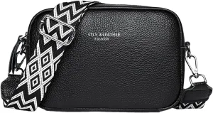 Small Square Bag Soft Crossbody Leather Bag Spring Model Female Shoulder Bags Camera Shoulder Bags (Black, One Size)