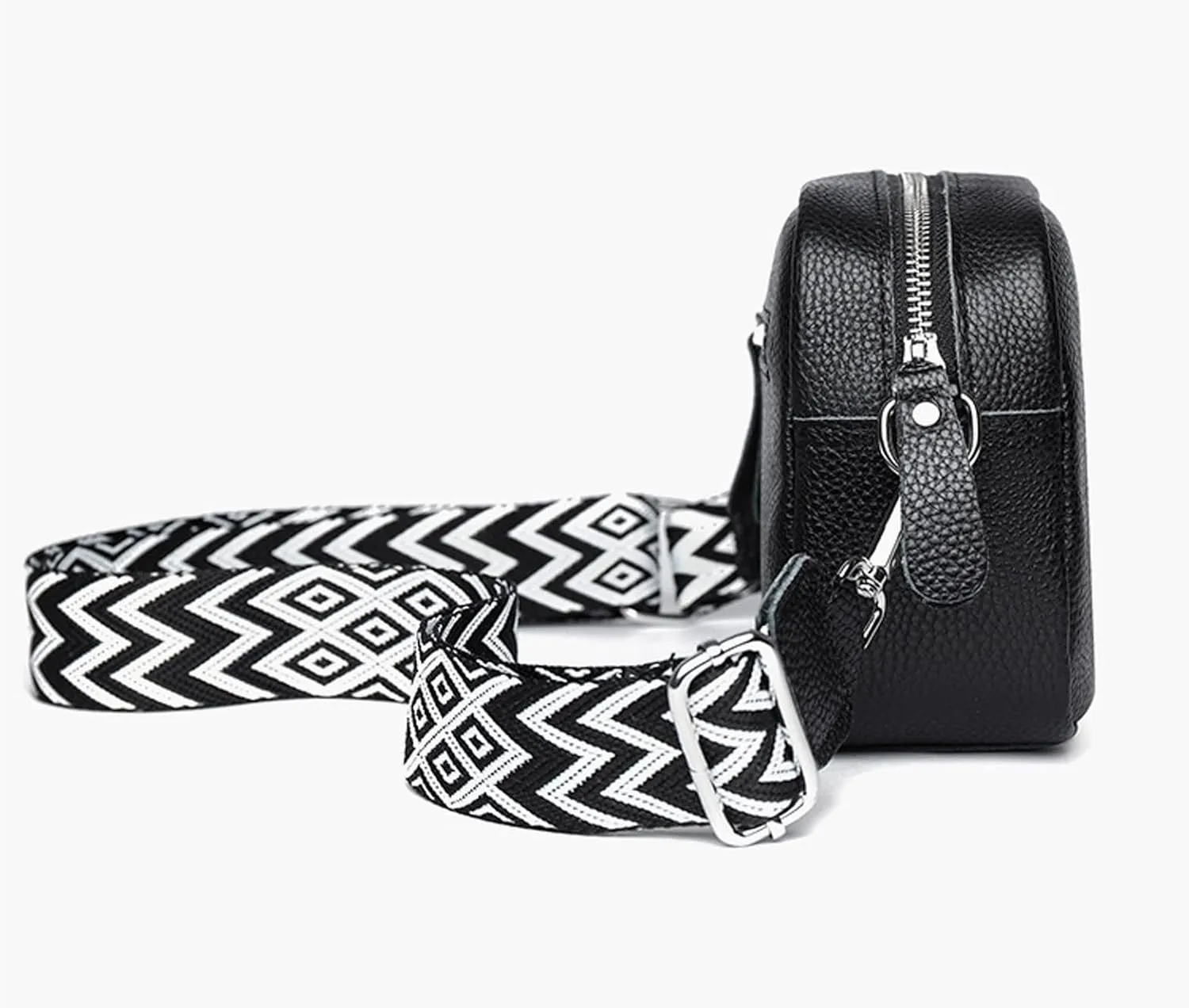 Small Square Bag Soft Crossbody Leather Bag Spring Model Female Shoulder Bags Camera Shoulder Bags (Black, One Size)