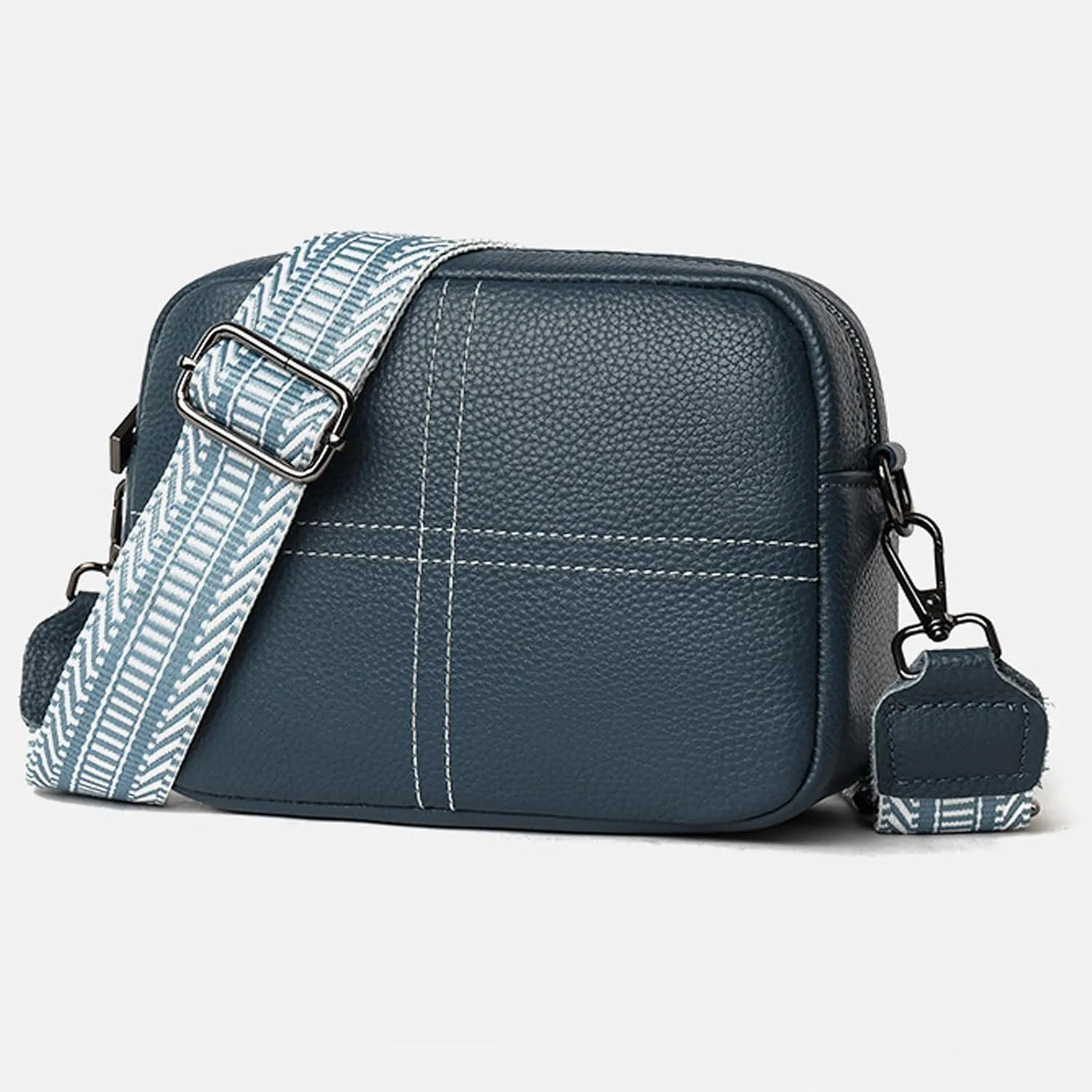 Small Square Bag Soft Crossbody Leather Bag Spring Model Female Shoulder Bags Camera Shoulder Bags (Blue, 20CM)
