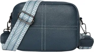 Small Square Bag Soft Crossbody Leather Bag Spring Model Female Shoulder Bags Camera Shoulder Bags (Blue, 20CM)