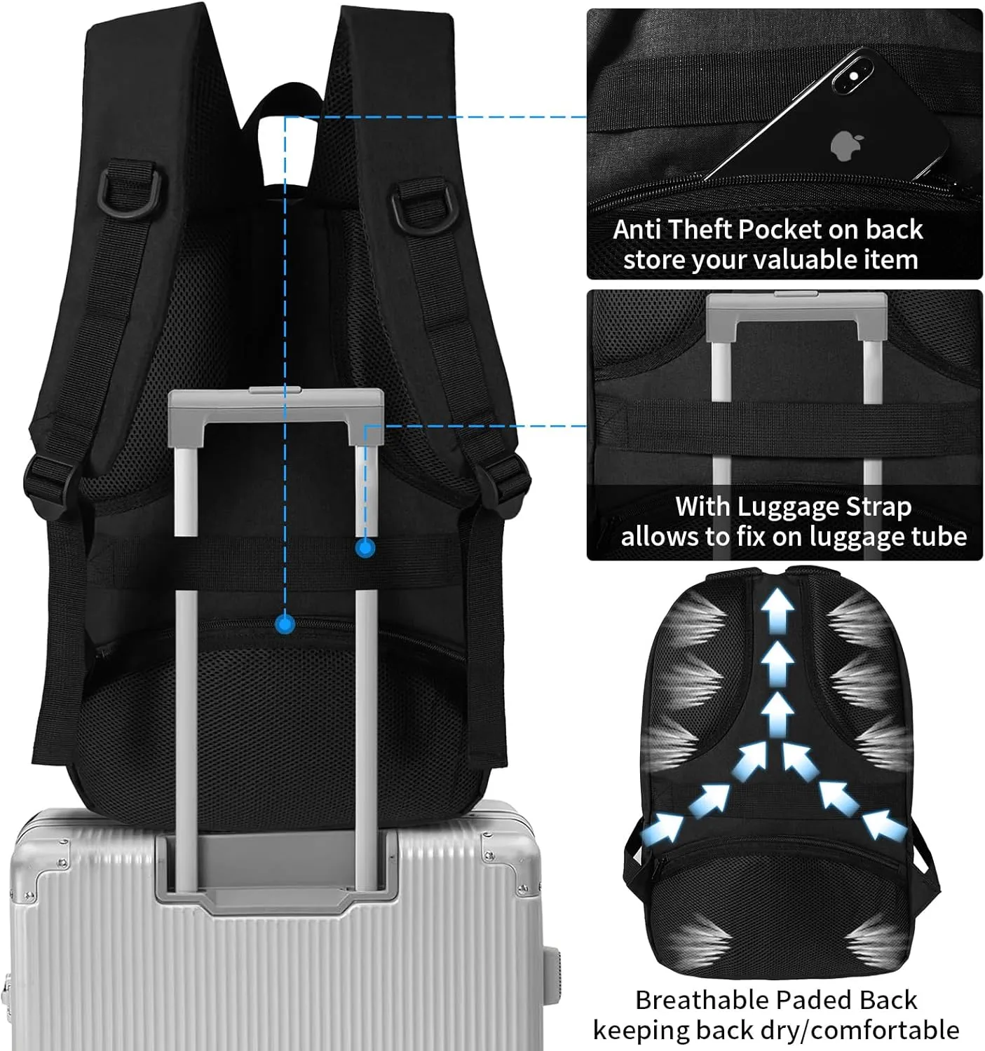SMONT Laptop Backpack for Men, 17" Mens Bookbag Business Computer Office Tech Commuter Work Backpacks Black