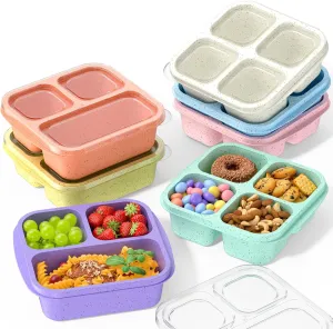 Snack Boxes (7 Pack) Reusable - Stackable Bento Lunch Box Set for Kids and Adults, Sturdy and Easy-to-Clean Meal Prep Containers, Microwave, Freezer, and Dishwasher Safe, BPA-Free (7 COLORS)