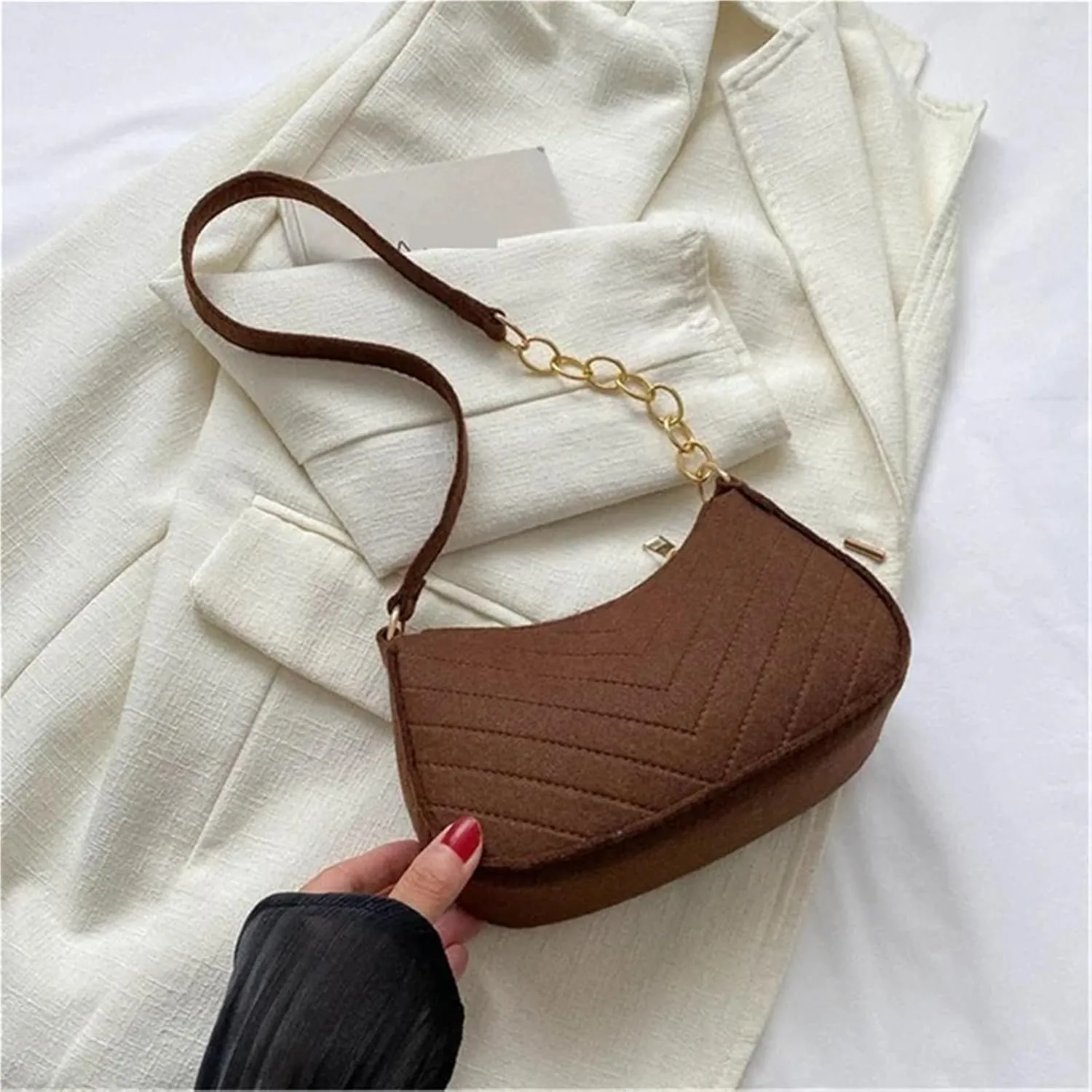 Soft Pu Ladies Leather Crossbody Bag Women Purple Underarm Bag Retro Solid Color Handbag Fashion