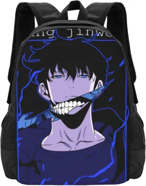 Solo Novel Leveling Laptop Backpack Large Travel Bags Unisex Adult Comfortable Gym Bags Funny Business Backpack Computer Bag Casual Daypack for Shopping