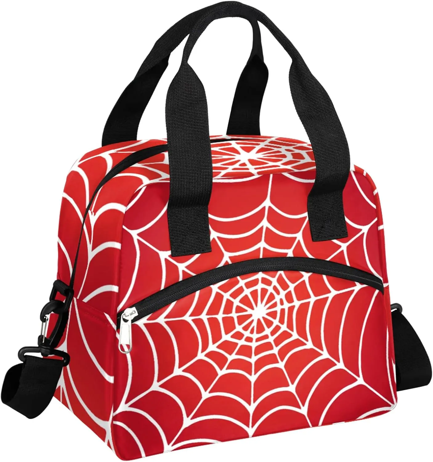 Spider Web Boys lunch Tote Box Leakproof Insulated Cooler Bag & Meal Prep Kids Lunch Bags with Removable Shoulder Strap For School Picnic Hiking Work Travel