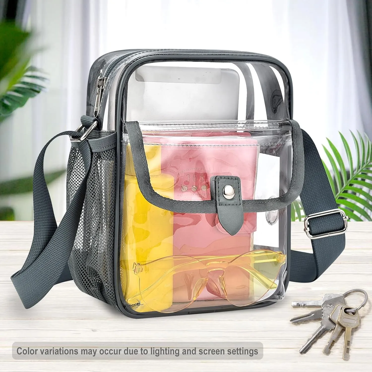 SPODEARS Clear Crossbody Bag for Stadium Events & Concerts - Adjustable Shoulder Strap Purse with 1 Bottle Holder