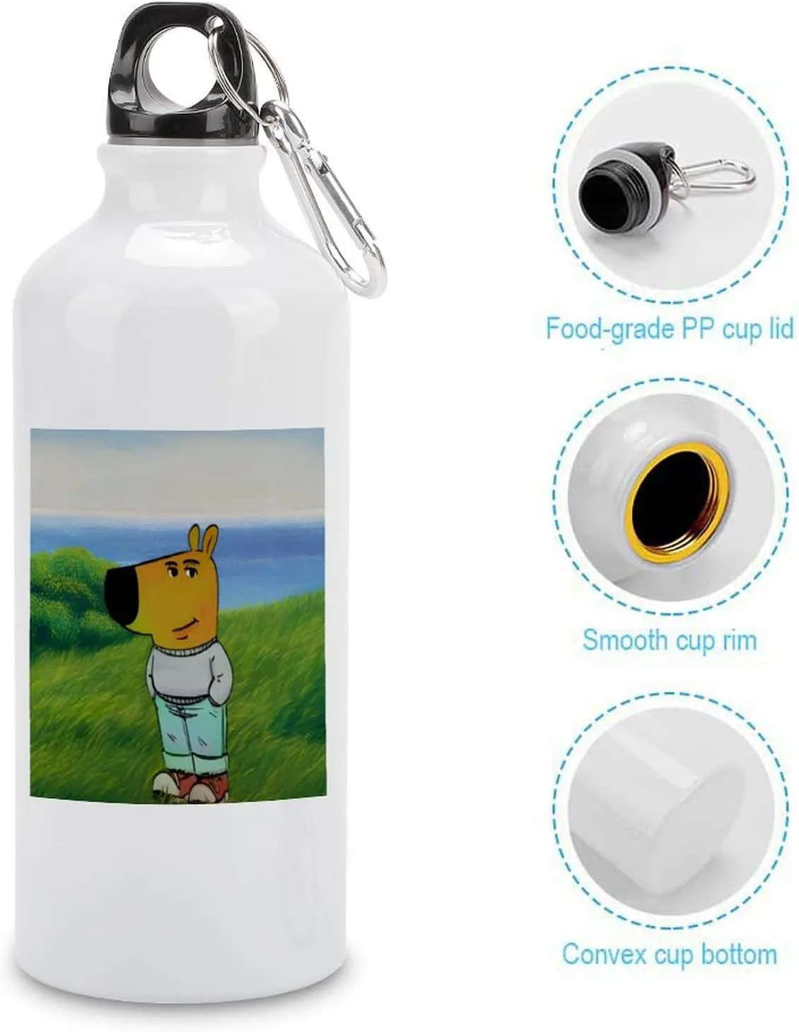 Sports Water Bottle Aluminum with Screw Cap Leak Proof Design for Outdoor Adventures Gym And Travel BPA Free Camping Cycling And Everyday Use Metal Water Bottlek Hydration Bottle Grass Chill Guy