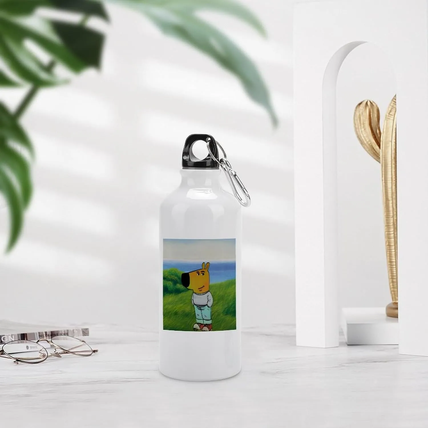 Sports Water Bottle Aluminum with Screw Cap Leak Proof Design for Outdoor Adventures Gym And Travel BPA Free Camping Cycling And Everyday Use Metal Water Bottlek Hydration Bottle Grass Chill Guy