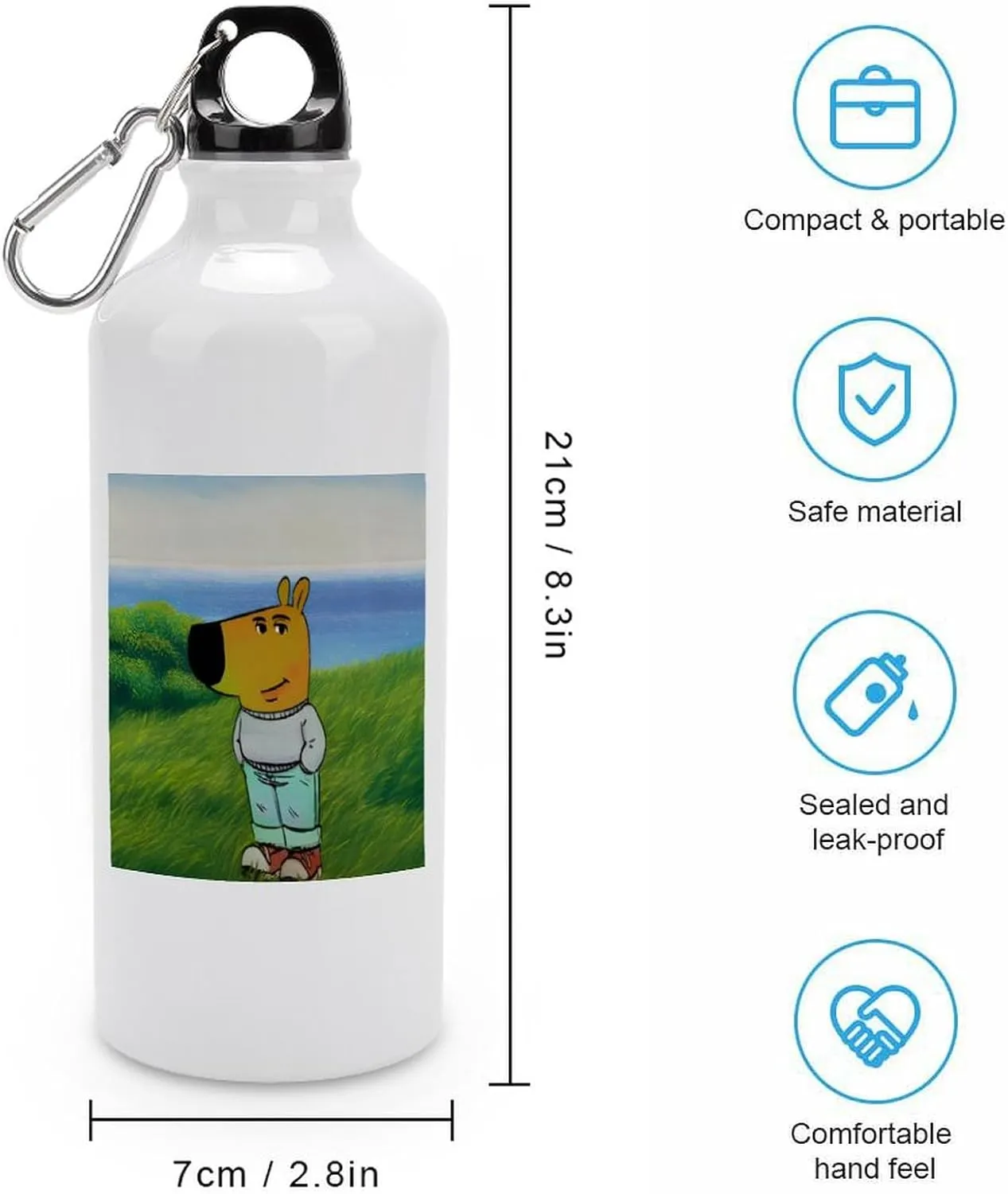 Sports Water Bottle Aluminum with Screw Cap Leak Proof Design for Outdoor Adventures Gym And Travel BPA Free Camping Cycling And Everyday Use Metal Water Bottlek Hydration Bottle Grass Chill Guy