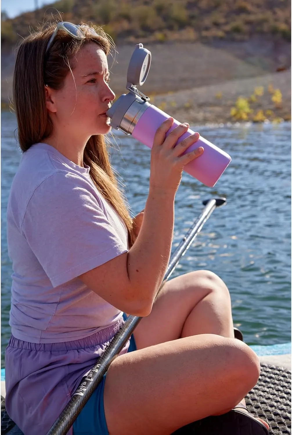 Stanley Quick Flip GO Water Bottle 24 oz | Push Button Lid | Leakproof and Packable for Travel and Sports | Insulated Stainless Steel | BPA-Free | Frost