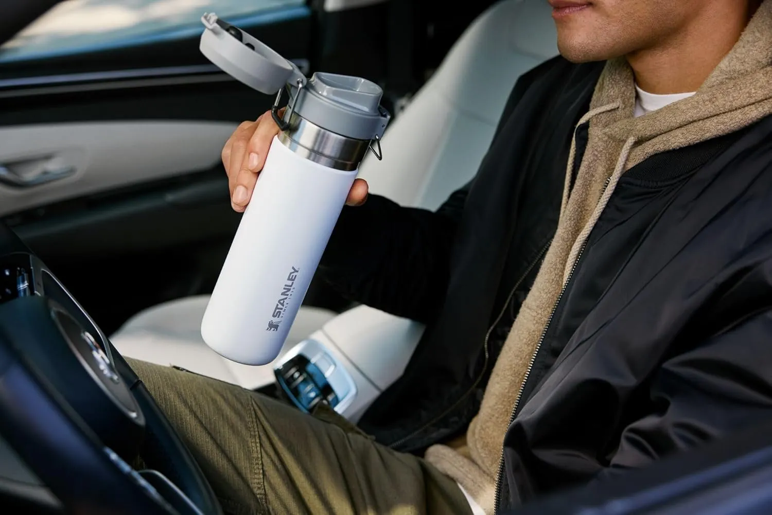 Stanley Quick Flip GO Water Bottle 36 oz | Push Button Lid | Leakproof and Packable for Travel and Sports | Insulated Stainless Steel | BPA-Free | Azure