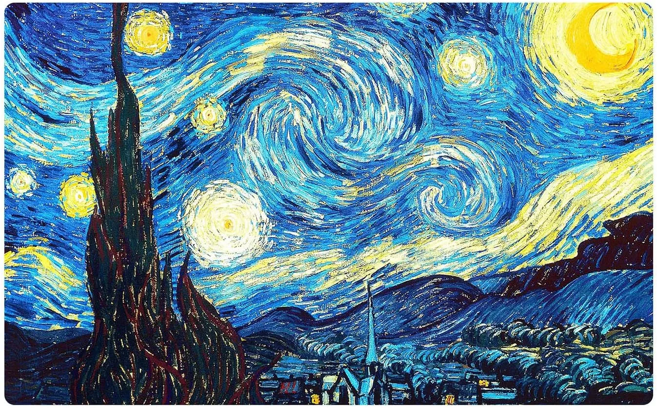 Starry Night by Van Gogh Painting for TCG Card Game mat 14x24 inches Play Mat Art Designs MTG/Yugioh/TCG/Rubber playmat Game mat and Mouse pad