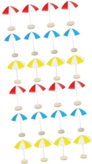 STOBOK 24pcs Beach Umbrella Dollhouse Umbrella Decorations for Landscape Party Displays and Potted Gardens Fun Accessory for Boys and Girls Miniature Homes