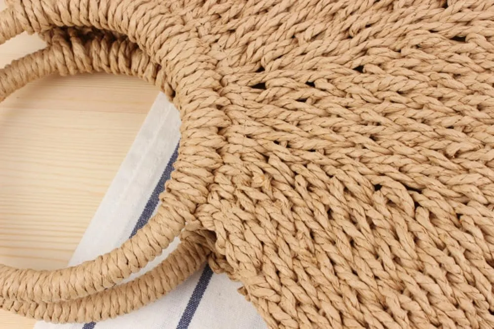 Straw Shoulder Bags for Women Summer Beach Tote Bags Semi-circle Clutch Bag Handmade Purse Straw Handbag