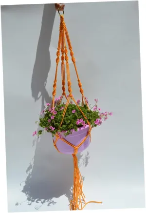 Sturdy Yellow Woven Plant Hanger Multi-use Flower Pot Holder Simple Design Ceiling Deck Dec