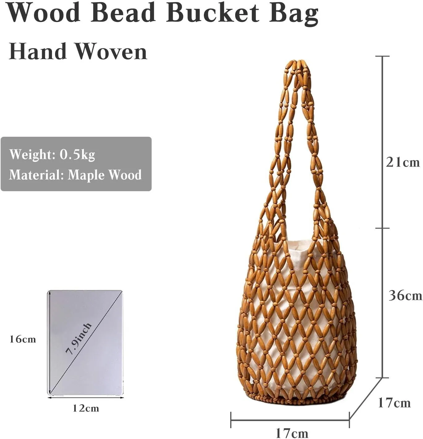 Summer Beach Handbag for Women Bohemian Clutch Retro Top-handle Mini Tote Handmade Woven Bucket Drawstring