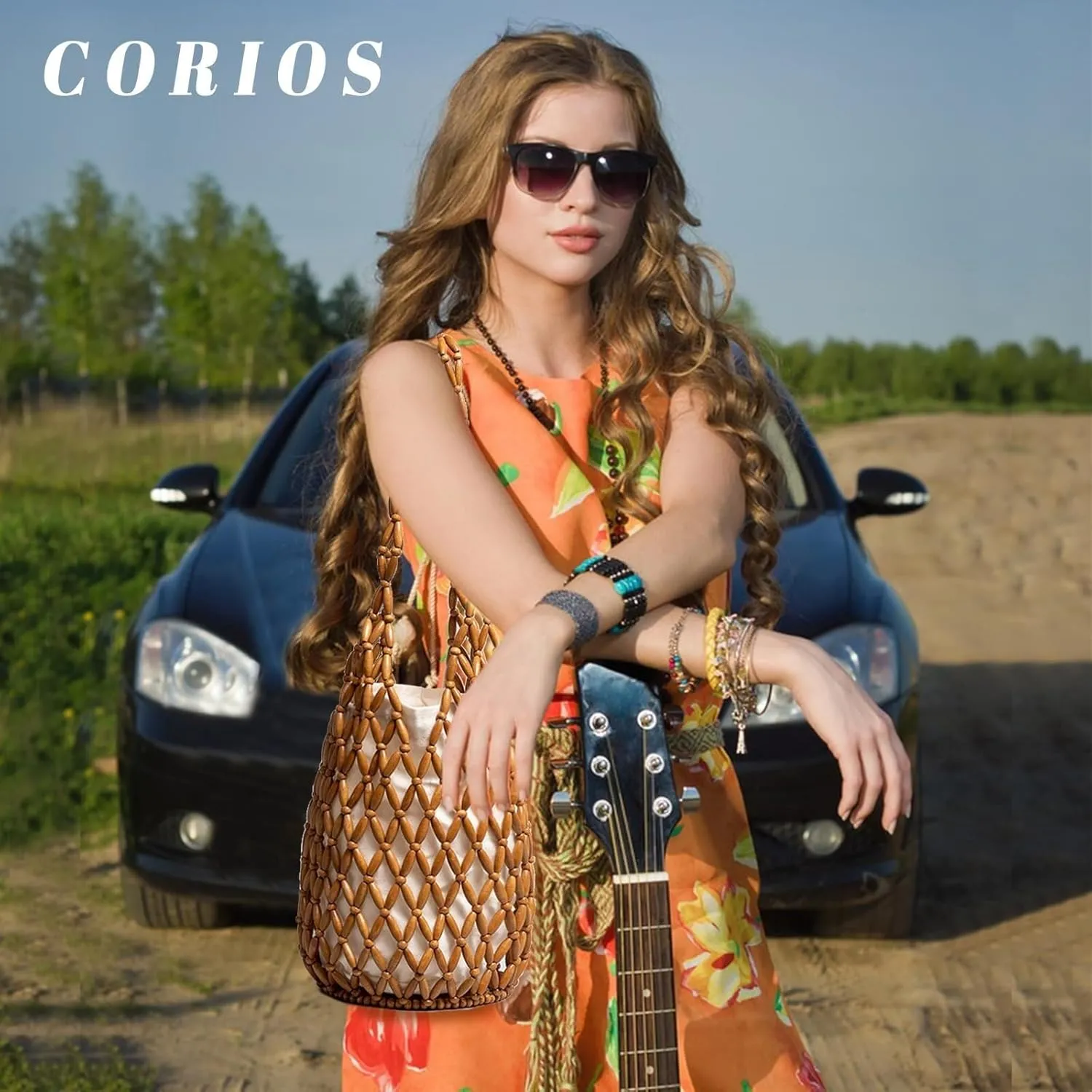 Summer Beach Handbag for Women Bohemian Clutch Retro Top-handle Mini Tote Handmade Woven Bucket Drawstring