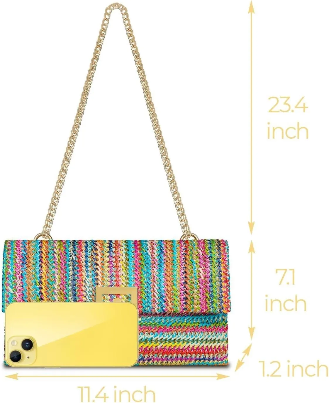 Summer Beach Shoulder Crossbody Evening Handbag Woven Envelope Clutch for Party Straw Clutch Purses for Women